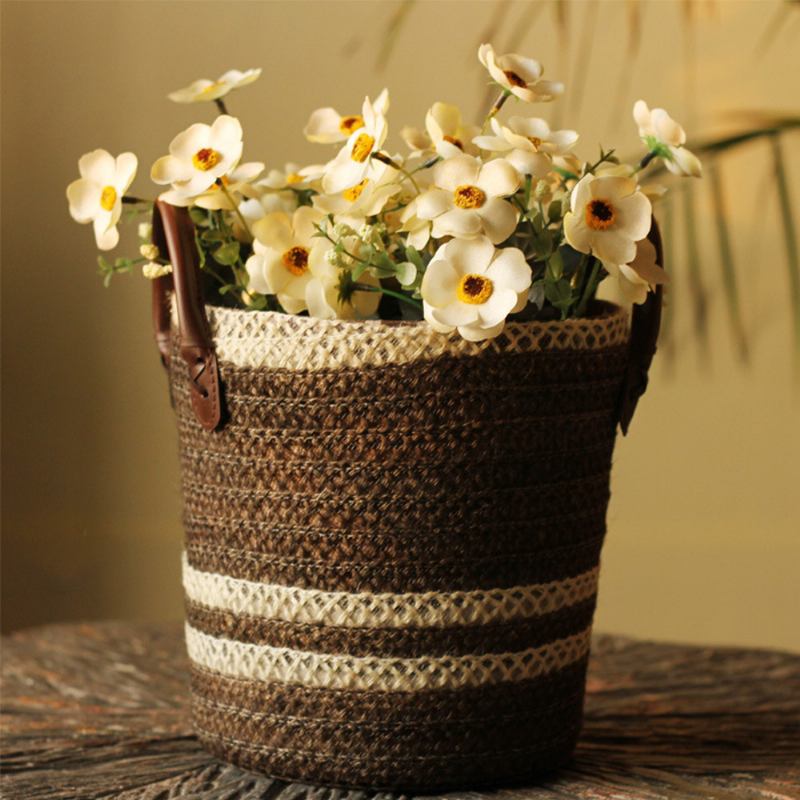 Καλάθι Αποθήκευσης Rattan Plaited For Sundries Κάδος Οικιακής 1 Γαλόνι Για Διακόσμηση Σε Γκρι Ποιμενικό Στυλ