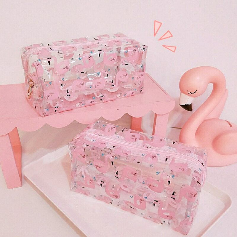 Pvc Διαφανής Τσάντα Καλλυντικών Flamingo Πλύσης Αποθήκευσης Ταξιδιού