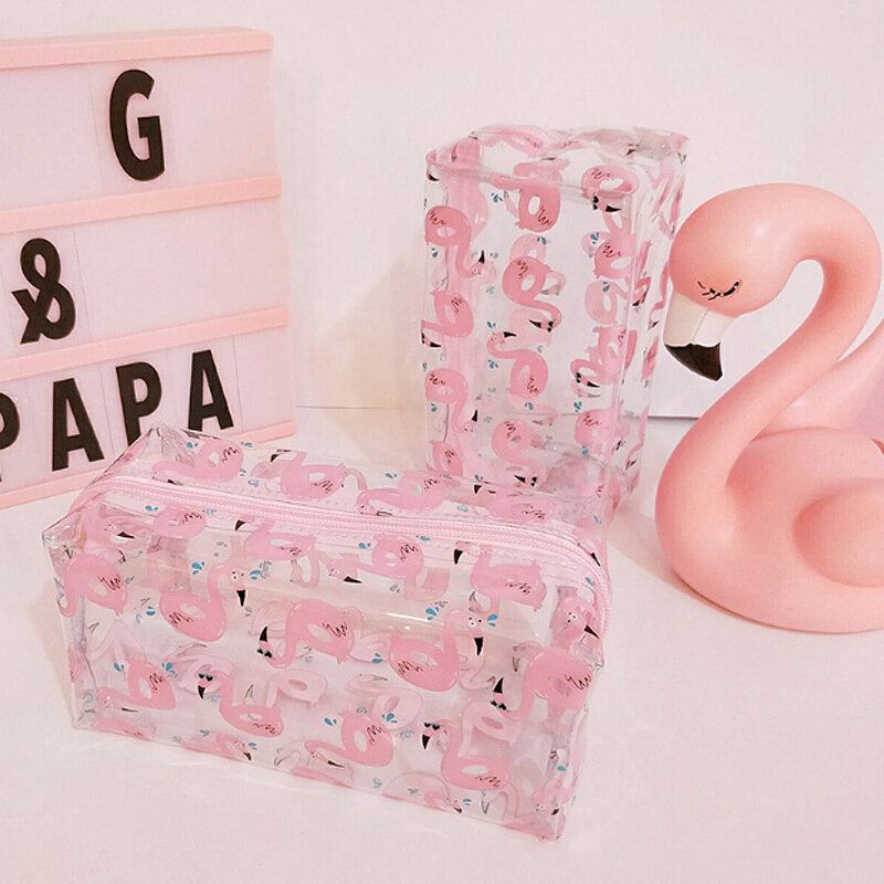 Pvc Διαφανής Τσάντα Καλλυντικών Flamingo Πλύσης Αποθήκευσης Ταξιδιού