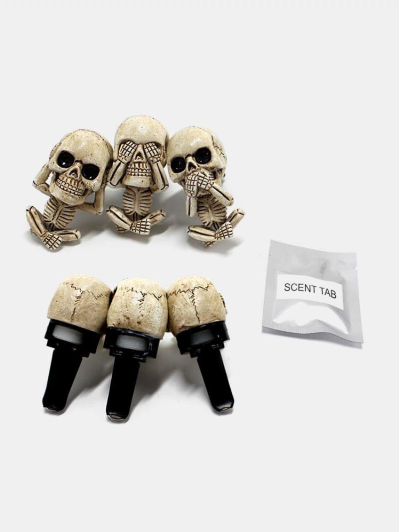 Σετ 3 Τεμαχίων Creative Resin Halloween Bone Skull Skeleton Diffuser Clip Εξαερισμού Αυτοκινήτου Κλιπ Αέρα Αποσμητικό Τυχερό Στολίδι