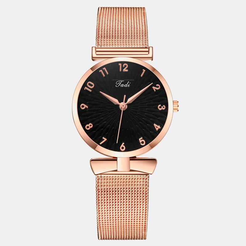 Απλό Κομψό Γυναικείο Ρολόι Full Alloy Band Μοναδικής Σχεδίασης Quartz Με Κούμπωμα Με Καντράν