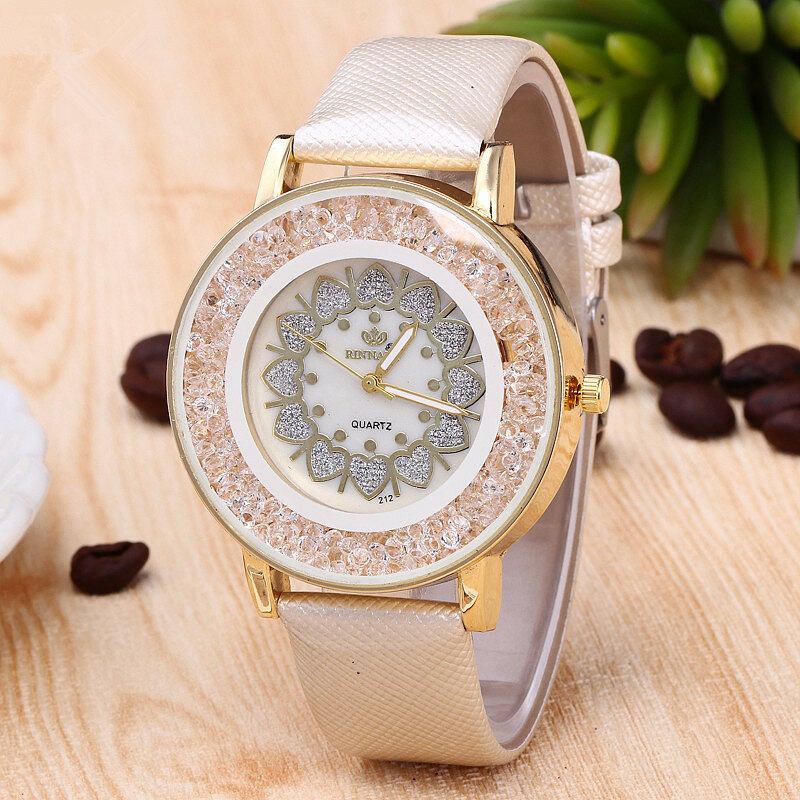 Classic Heart Rock Beads Wristband Pu Δερμάτινο Ρολόι Quartz Γυναικεία Ρολόγια Χονδρική