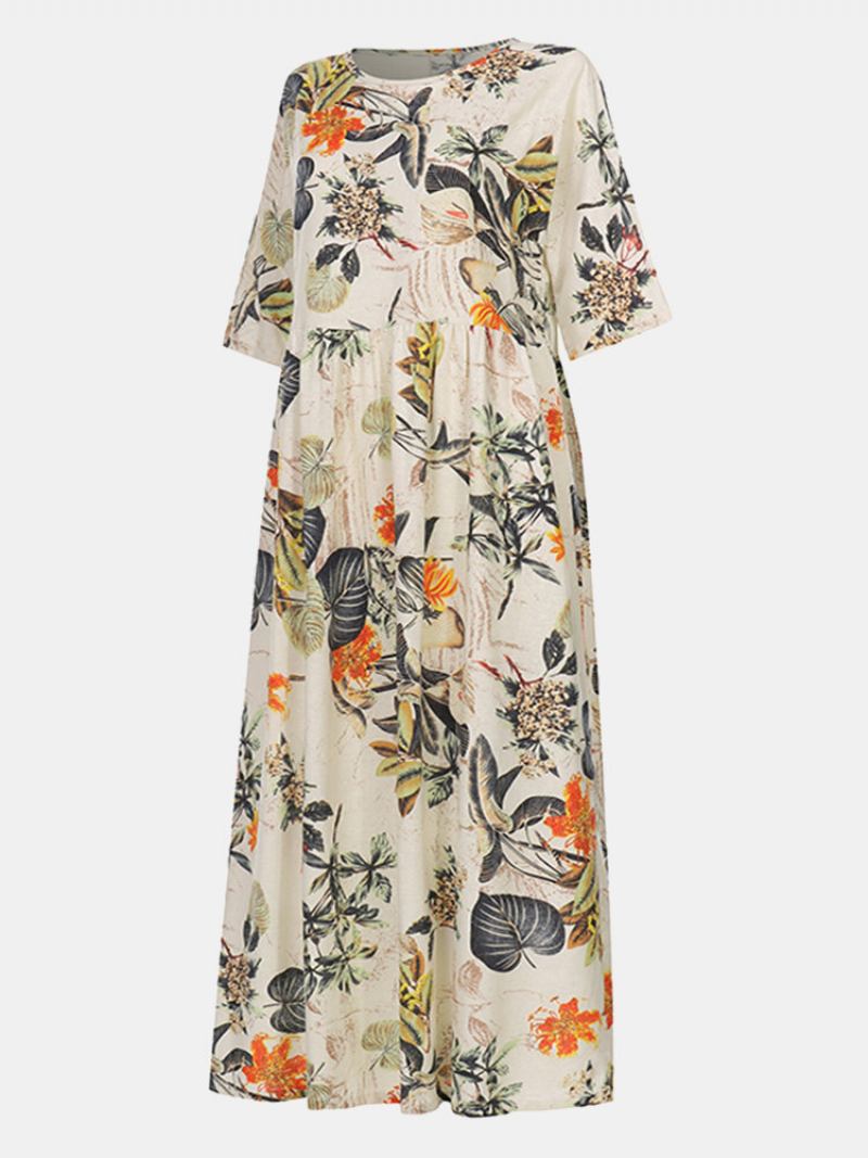 Φόρεμα Vintage Floral Print High Waist Plus Size