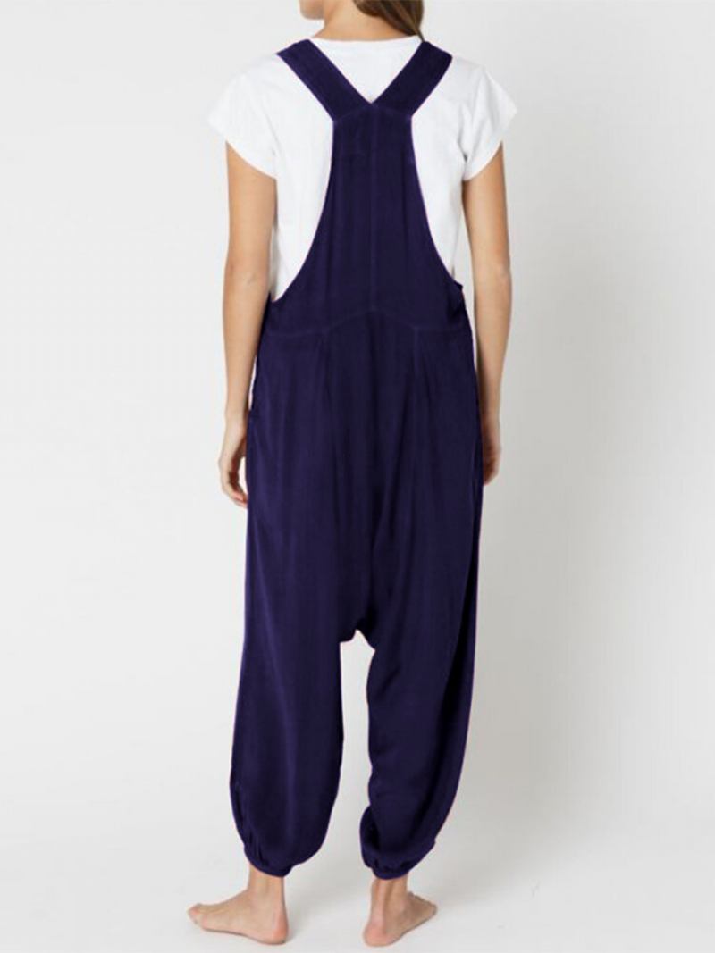 Γυναικεία Ολόσωμη Φόρμα Με Κουμπιά Με Drop-crotch Solid Plus Size