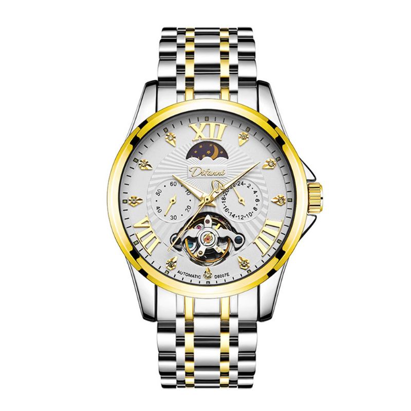 Κλασικό Ανδρικό Ρολόι Swiss Flywheel Machinery Watch Fully Automatic Geneva Ribbon