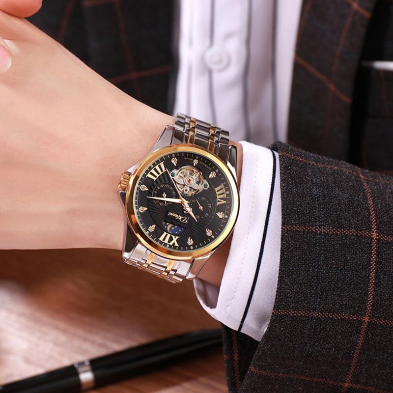 Κλασικό Ανδρικό Ρολόι Swiss Flywheel Machinery Watch Fully Automatic Geneva Ribbon