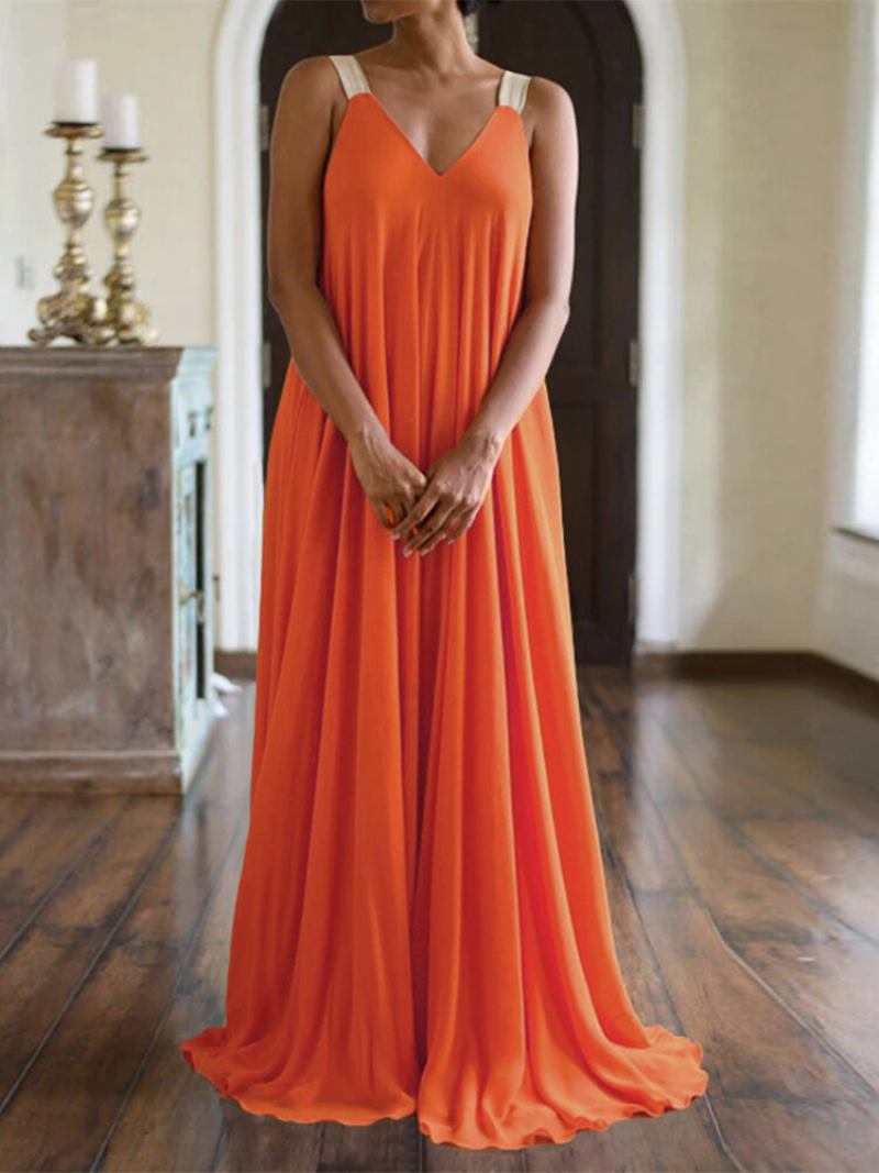 Μαξί Φόρεμα Bohemian Elastic Solid Color Plus Size