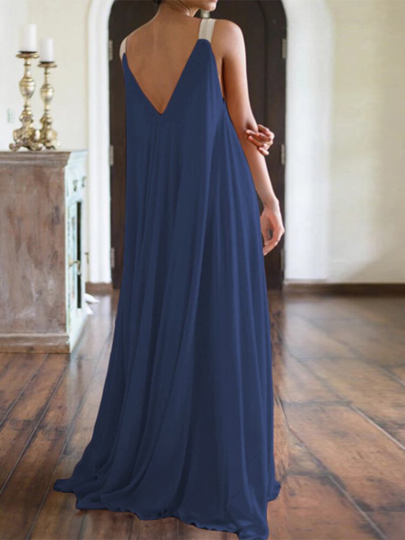 Μαξί Φόρεμα Bohemian Elastic Solid Color Plus Size