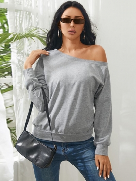 Μασίφ Μακρυμάνικο Με Έναν Ώμο Casual Γυναικείο Φούτερ