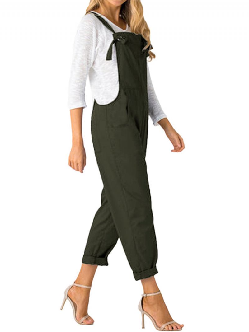 Ολόσωμη Φόρμα Solid Plus Size Με Ρυθμιζόμενους Ιμάντες Με Τσέπες