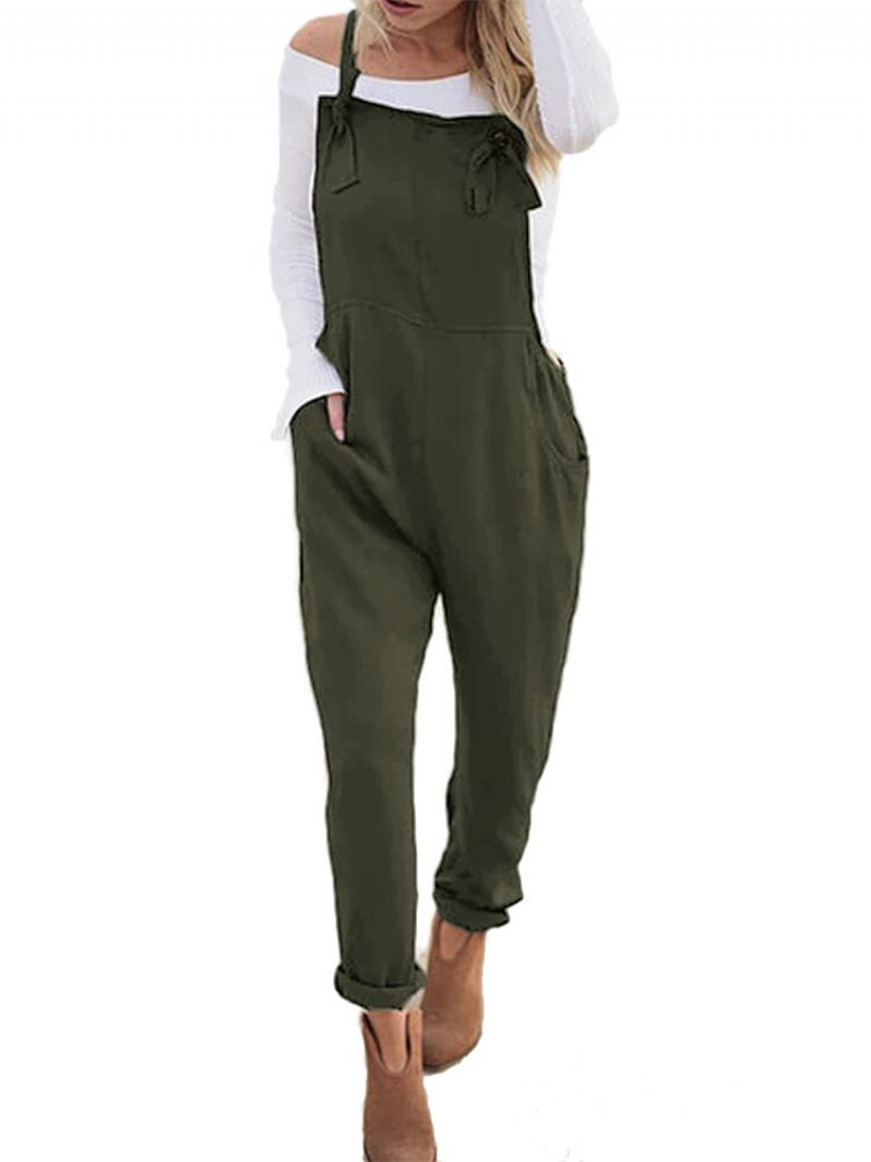 Ολόσωμη Φόρμα Solid Plus Size Με Ρυθμιζόμενους Ιμάντες Με Τσέπες