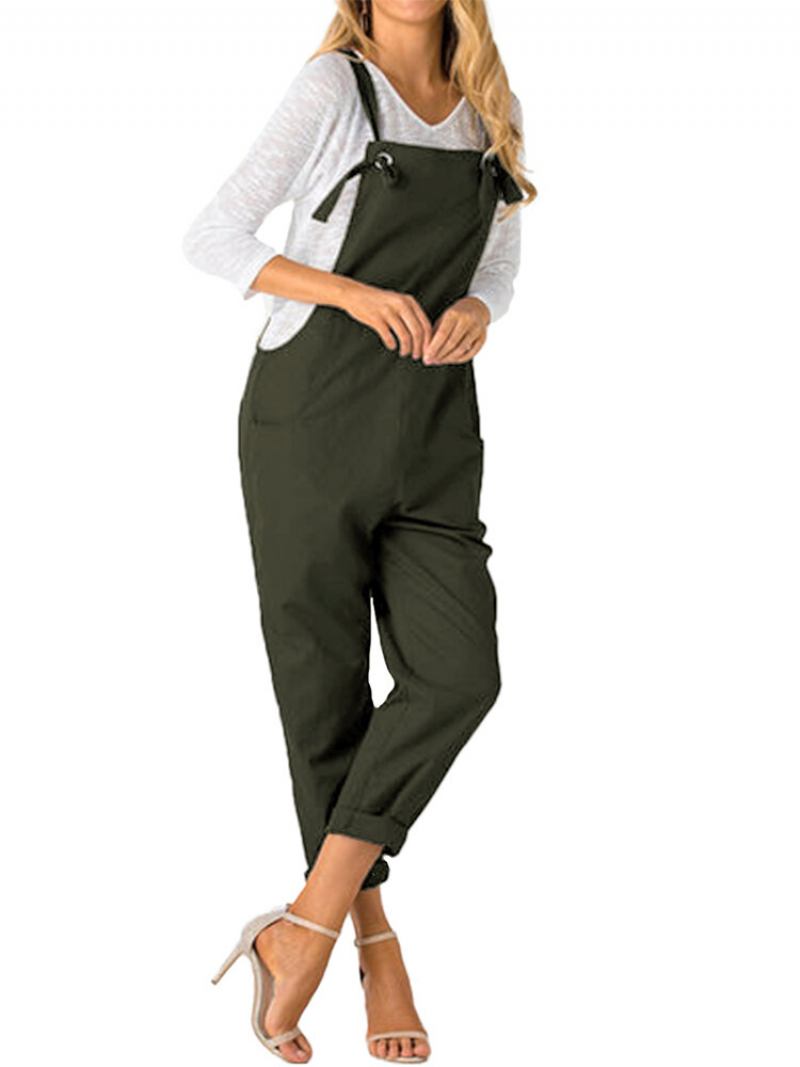 Ολόσωμη Φόρμα Solid Plus Size Με Ρυθμιζόμενους Ιμάντες Με Τσέπες