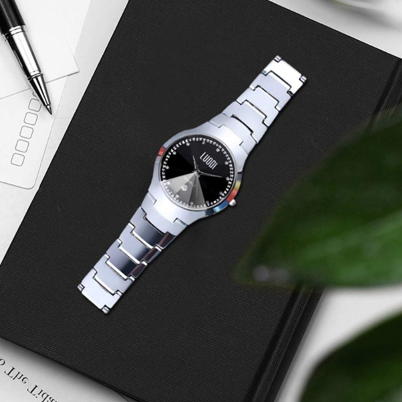 Ρολόι Από Ατσάλι Βολφραμίου Για Άνδρες Fashion Cool Black Quartz Movement Αδιάβροχη Θήκη Ρολογιού 3d Χειρός Κομψά Ρολόγια Για Ζευγάρια