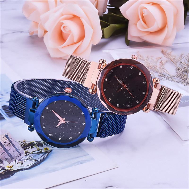 Ρολόι Magnetic Lazy Quartz Διασυνοριακά Hot Sale Starry Star Rhinestone Vibrato Sky Watch