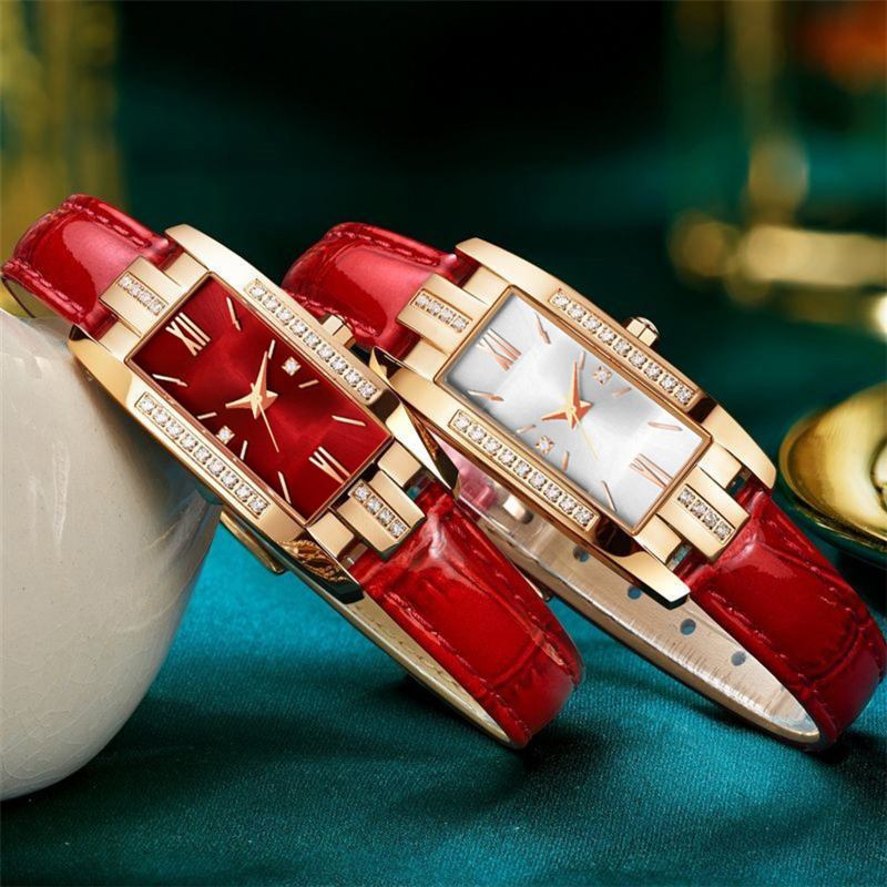 Small Green Strap Diamond Μικρό Τετράγωνο Ρολόι Για Κορίτσια Ρετρό Μόδα Γυναικείο