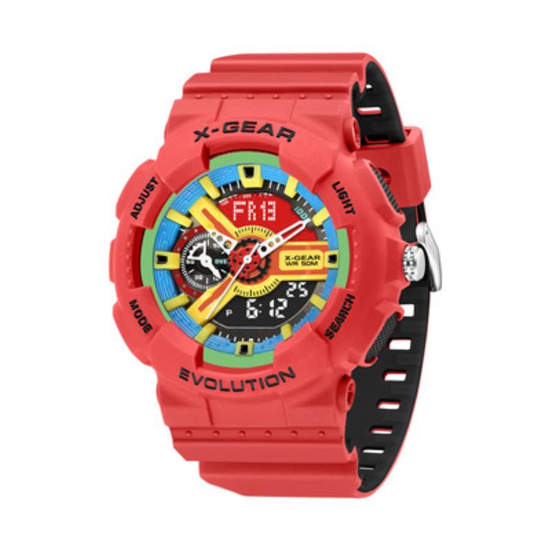 X-gear Revolution Κομψό Casual Αθλητικό Ρολόι Αδιάβροχο Ανδρικό Ηλεκτρονικό Cool Red