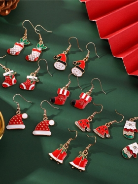 Christmas Trendy Υπέροχες Χριστουγεννιάτικες Μπότες Καπέλων Σκουλαρίκια Από Κράμα Γεωμετρικού Σχήματος