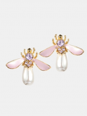 Cute Bees Stud Earrings Πολυτελή Επιχρυσωμένα Σκουλαρίκια Μαργαριτάρι Κοσμήματα Για Γυναίκες