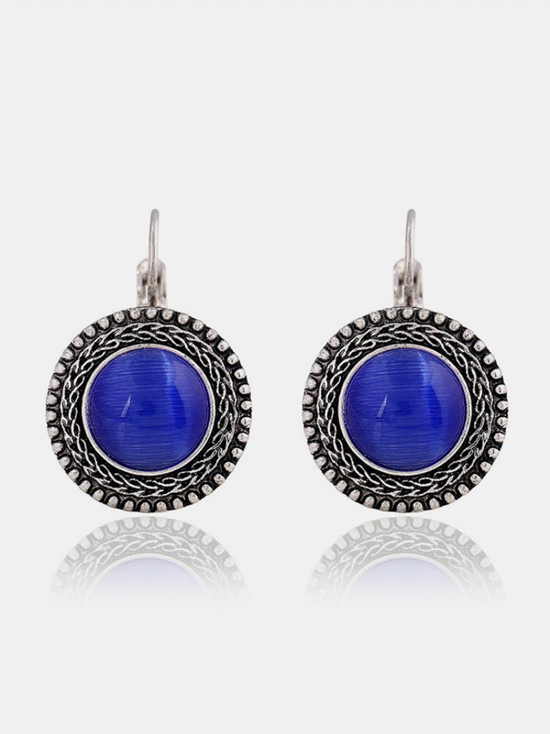 Ethnic Σκουλαρίκια Κρέμονται Από Opal Σκαλιστά Vintage Θιβετιανά Ασημένια Κρυστάλλινα Για Γυναίκες