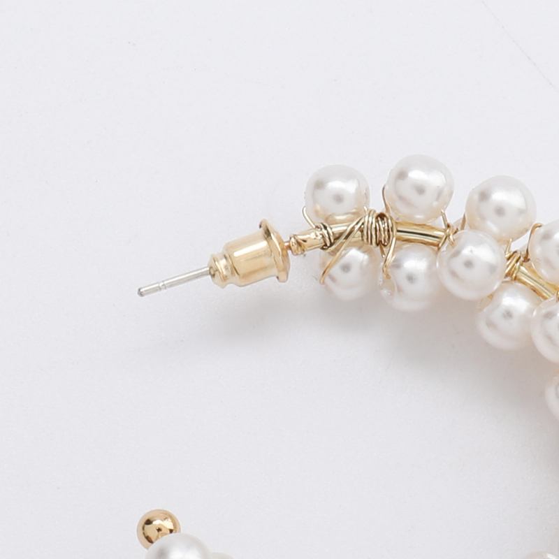 Γυναικεία Σκουλαρίκια Big Circle White Pearl Hoop