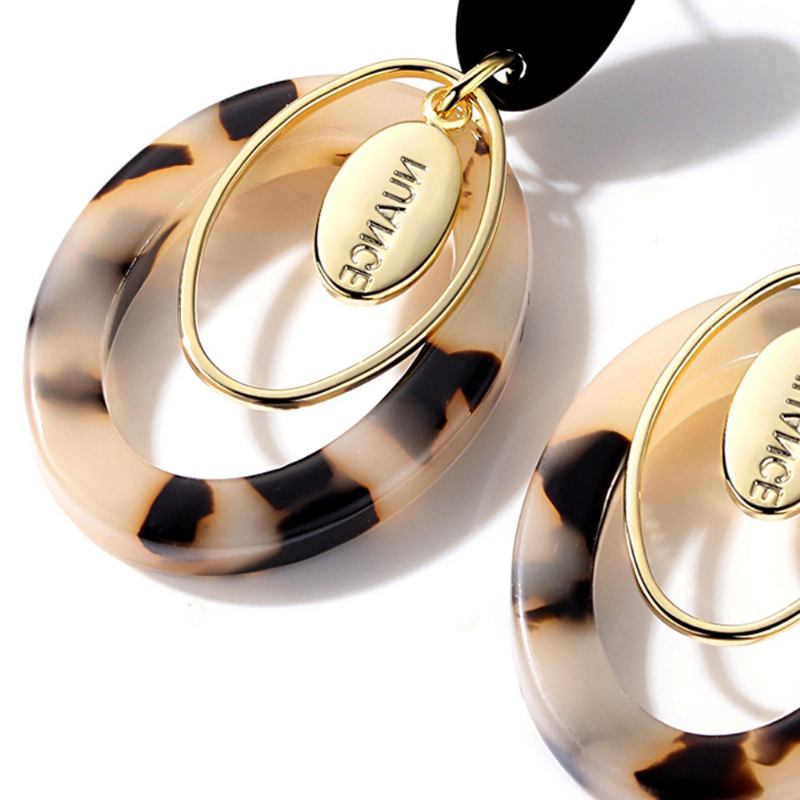 Κομψό Σχέδιο Circle Leopard Hoop Drop Σκουλαρίκια Μεγάλα Μακριά Για Γυναίκες