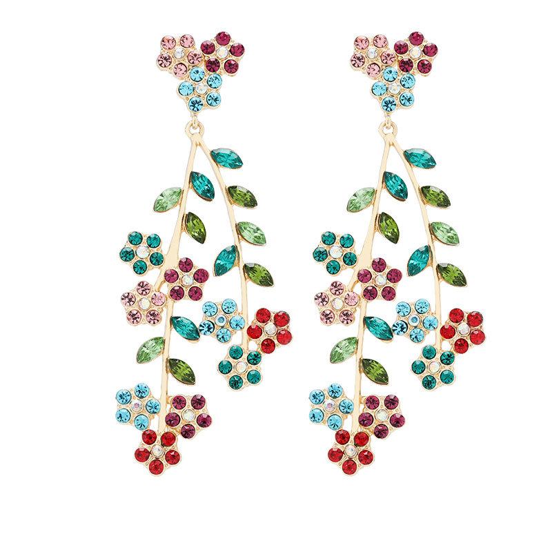 Σκουλαρίκια Από Κράμα Rhinestone Flower Branch Για Γυναίκες
