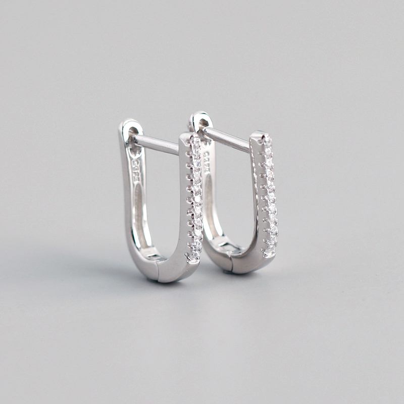Σκουλαρίκια Με Γάντζο Από Ασήμι 925 Micro Pave Zirconia U Σχήματος