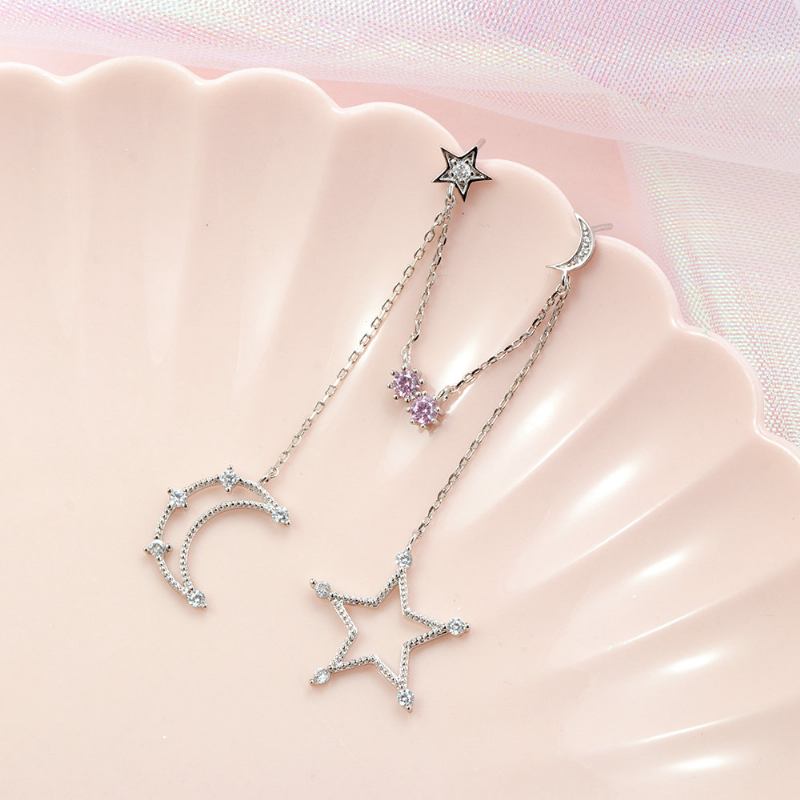 Sweet Ear Drop Hollow Stars Moons Γεωμετρικά Στρογγυλά Φούντες Ζιργκόν Σκουλαρίκια Γυναικεία Κοσμήματα