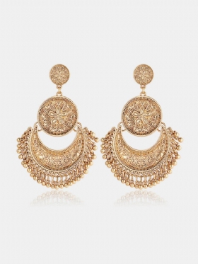 Vintage Έθνικ Μενταγιόν Με Φούντα Flower Moon Drop Dangle Σκουλαρίκια Για Γυναίκες Κοσμήματα Για Εκείνη