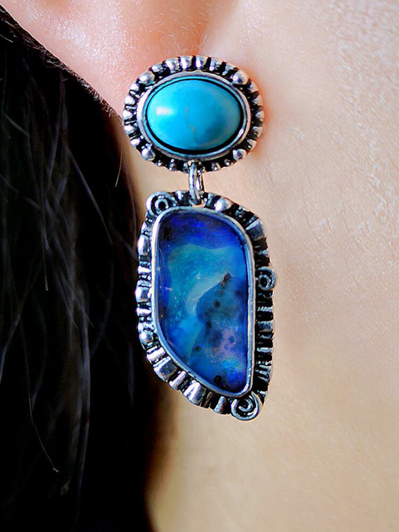 Vintage Water Drop Shape Γυναικεία Σκουλαρίκια Συμμετρία Τυρκουάζ Κρεμαστά