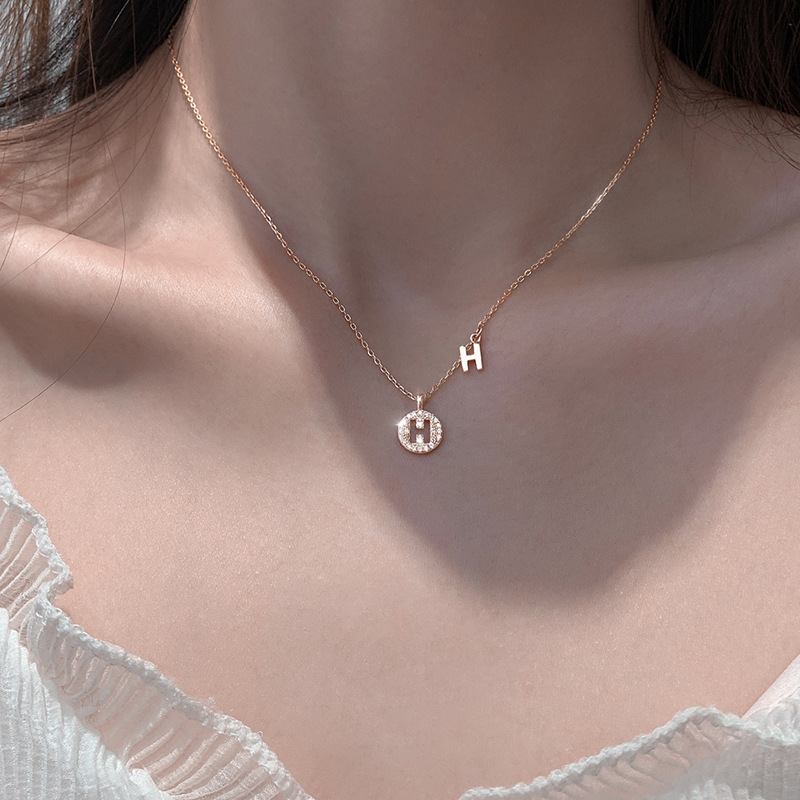 2023 Σχέδιο Και Δημιουργικό Επώνυμο Pinyin English Clavicle Chain H Letter Κολιέ Για Γυναίκες