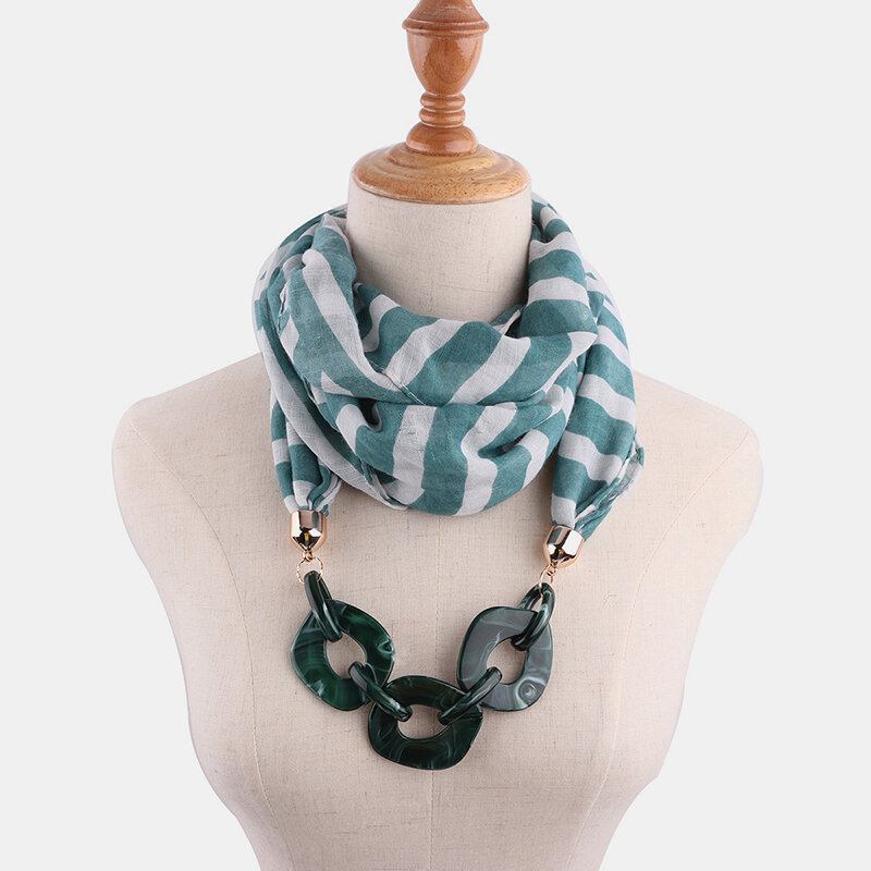 Bohemian Printed Slub Βαμβακερό Κολιέ Πολλαπλών Στρώσεων Χειροποίητο Με Σάλι Με Αλυσίδα Από Χάντρες