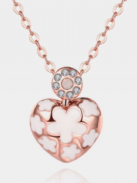 Κολιέ Sweet Luxury Heart Flower Oil Drip Rhinestone