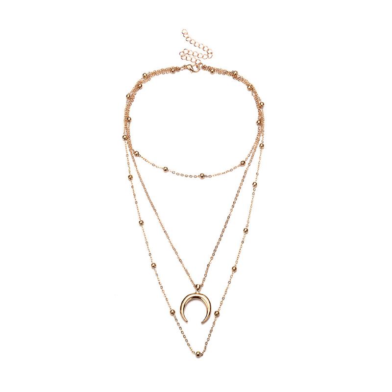 Κρεμαστό Κολιέ Με Στρώσεις Choker Ανοιχτός Κύκλος Crescent Moon Γοητευτικό Μενταγιόν Γυναικεία Αλυσίδα Λαιμού