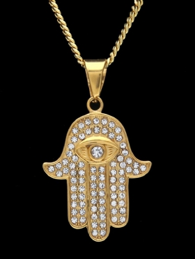 Μοντέρνο Κολιέ Χιπ Χοπ Από Την Fatima Evil Eye Από Ανοξείδωτο Ατσάλι Με Στριφτή Αλυσίδα