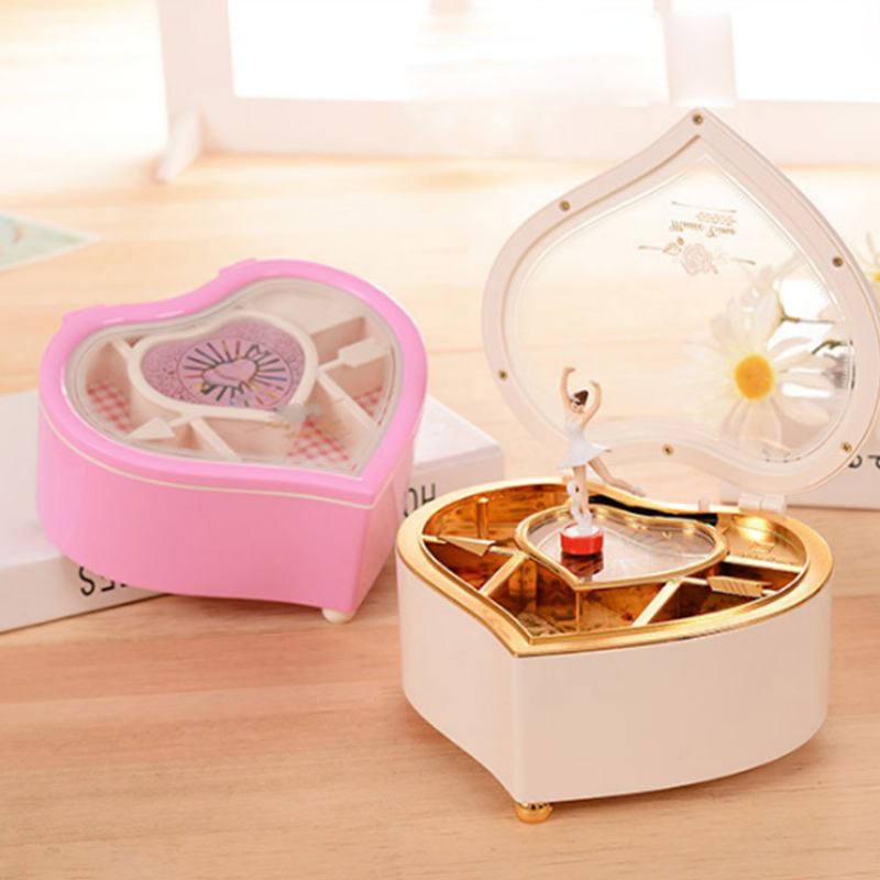 Heart Shape Music Box Πλαστικό Περιστρεφόμενο Μουσικό Κουτί Για Κορίτσια Δώρο Για Την Ημέρα Του Αγίου Βαλεντίνου Χριστούγεννα Πρωτοχρονιά