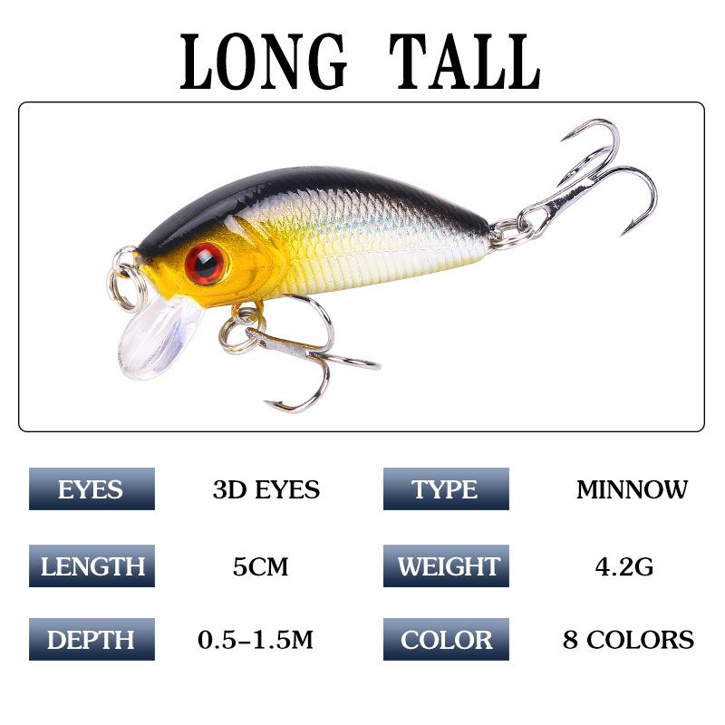 8 Τεμ Minnow Fishing Lure 50mm4.2g Topwater Hard Bait Wobbler Jig Crankbait Κυπρίνος Ριγέ Μπάσο Pesca Είδη Ψαρέματος Swimbait
