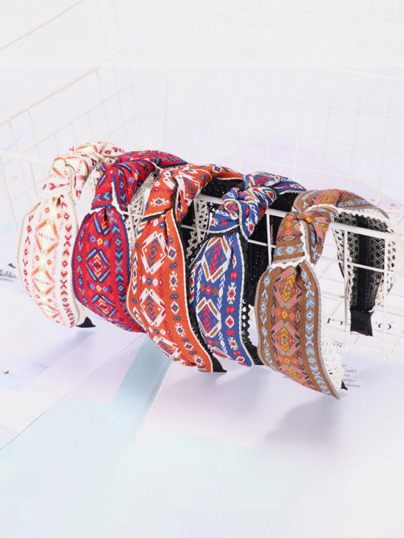 Vintage Ethnic Argyle Μοτίβο Γραβάτα Δαντελένια Υφασμάτινη Κορδέλα