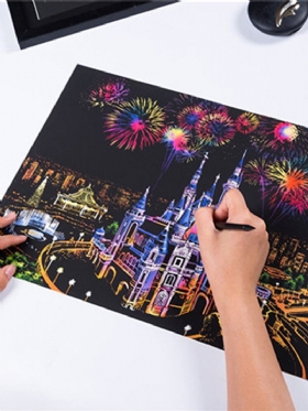Diy Painting Scratch Scraping Χαρτί Σχεδίασης World Sightseeing Εικόνες Δημιουργικό Δώρο