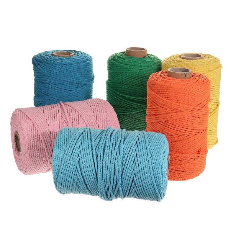 1 Τεμ 200mx4mm Έγχρωμο Βαμβακερό Σχοινί Νήμα Πλεξούδας Χειροποίητο Diy Διακοσμητικό Ταπετσαρίας Ύφανσης