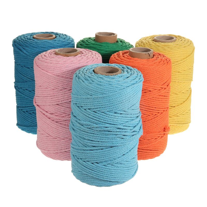 1 Τεμ 200mx4mm Έγχρωμο Βαμβακερό Σχοινί Νήμα Πλεξούδας Χειροποίητο Diy Διακοσμητικό Ταπετσαρίας Ύφανσης
