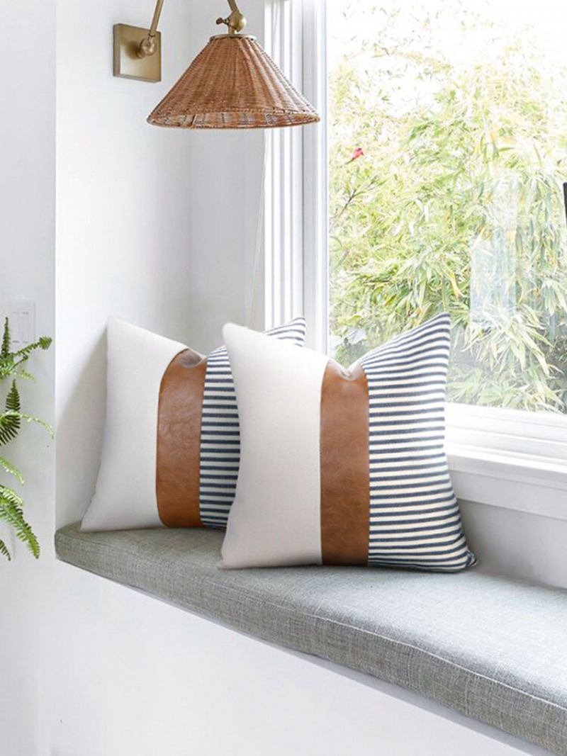 1 Τεμ. Ρίγες Με Ραφή Καμβά Creative Nordic Home Καναπές Κρεβάτι Αυτοκινήτου Διακοσμητικό Μαξιλαροθήκη Ριχτάρι Κάλυμμα