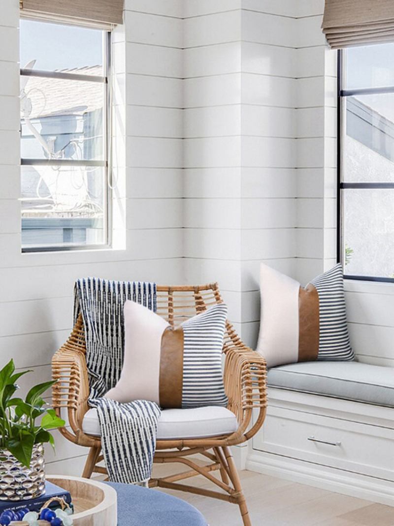 1 Τεμ. Ρίγες Με Ραφή Καμβά Creative Nordic Home Καναπές Κρεβάτι Αυτοκινήτου Διακοσμητικό Μαξιλαροθήκη Ριχτάρι Κάλυμμα