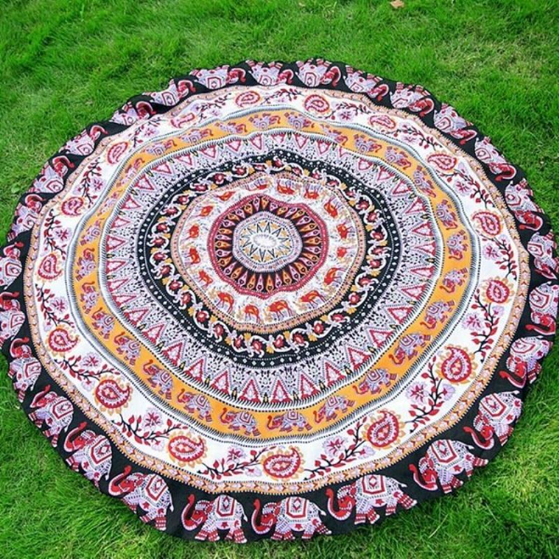 150cm Στρογγυλό Σχήμα Bohemia Style Πετσέτα Παραλίας Πολυλειτουργικό Ματ Πετσέτας