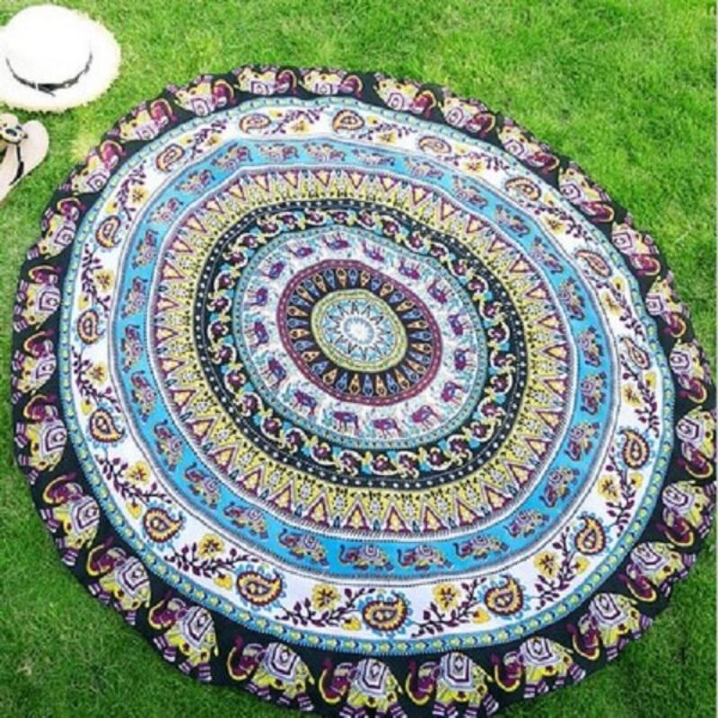 150cm Στρογγυλό Σχήμα Bohemia Style Πετσέτα Παραλίας Πολυλειτουργικό Ματ Πετσέτας
