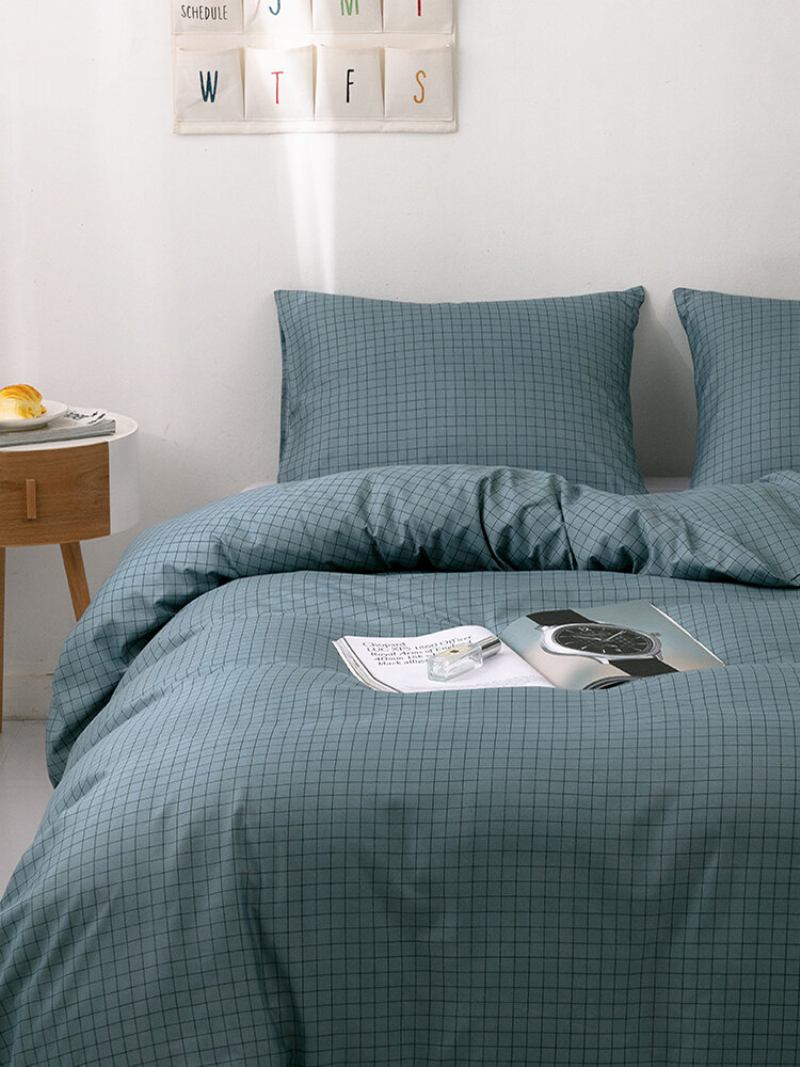 2/3 Τεμ. Σετ Κρεβατιού Με Καρό Σχέδιο Comforter Κάλυμμα Μαξιλαροθήκη Παπλωματοθήκη Ενηλίκων Σετ Με 2 Μονά Κρεβάτια