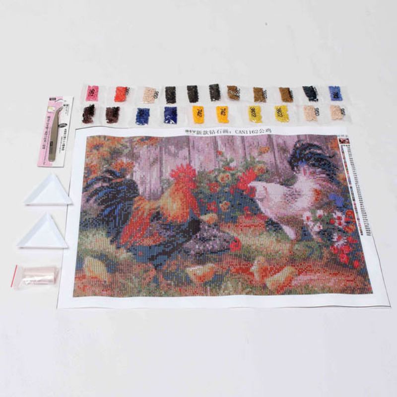 30x40cm Animal Cock Family Diy Diamond Painting Kit Σταυροβελονιά Rhinestone