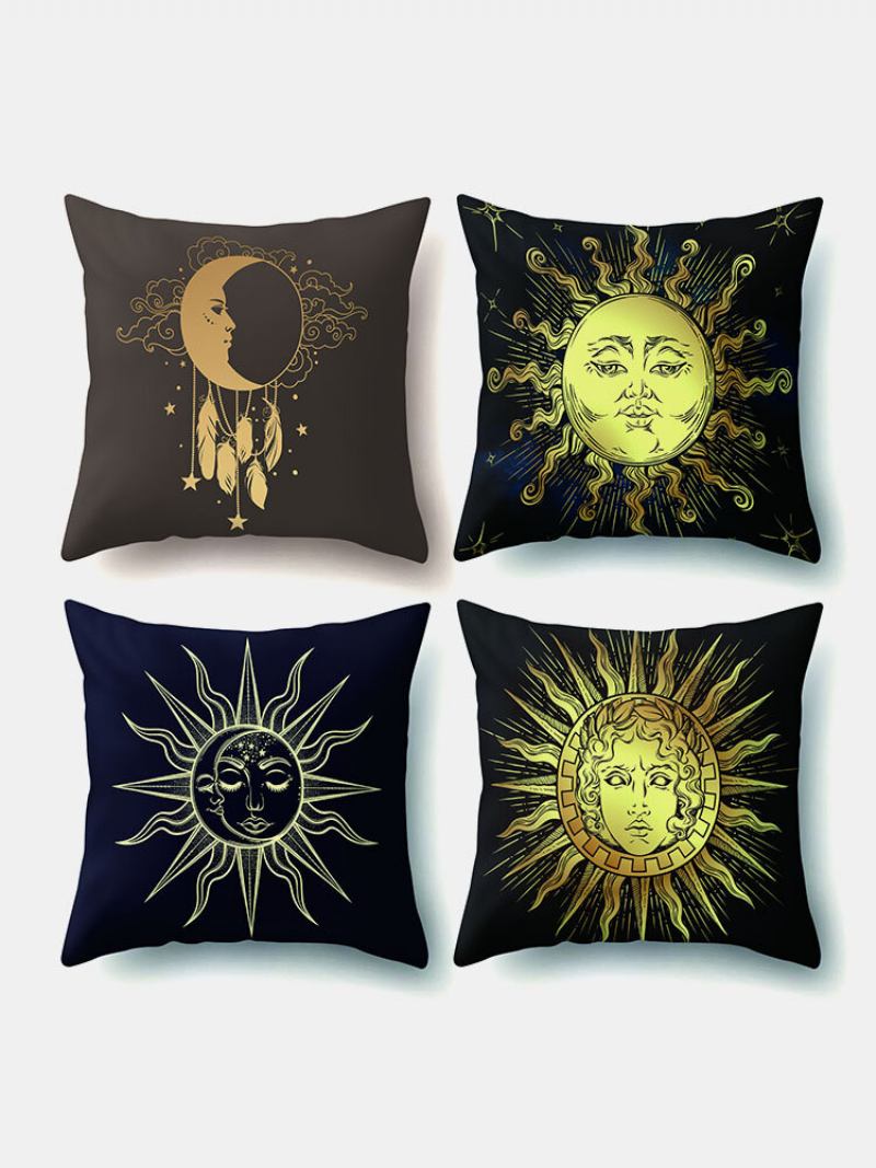 4 Τμχ Sun Moon Mandala Pattern Μαξιλαροθήκη Ριχτάρι Κάλυμμα Μαξιλαριού Διακόσμηση Σπιτιού Πλανήτες