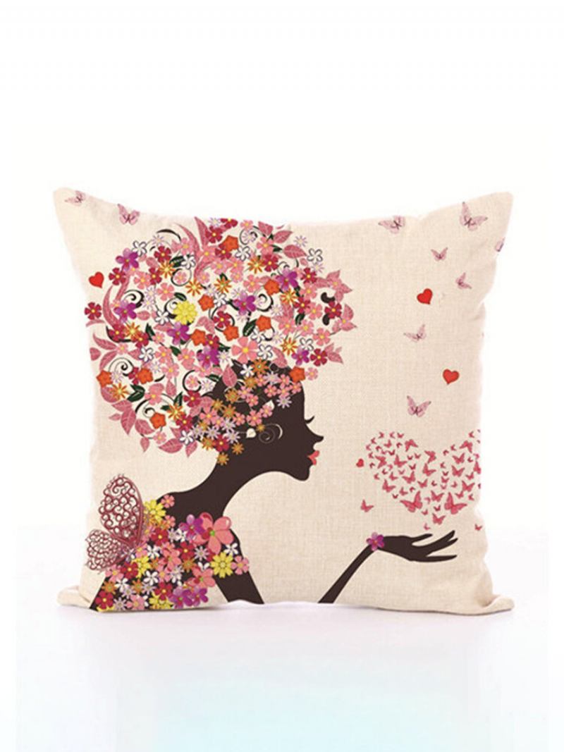 Fairy Tales Flower Style Εμπριμέ Κάλυμμα Μαξιλαριού Butterfly Girls Μαξιλαροθήκη Σπίτι Κρεβάτι Ξενοδοχείο Διακοσμητικό