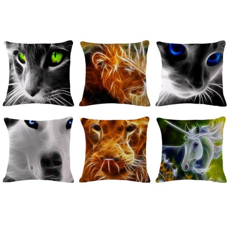Honana 45x45cm Διακόσμηση Σπιτιού 3d Animal Fluorescence 6 Προαιρετικά Μοτίβα Βαμβακερή Λινή Μαξιλαροθήκη